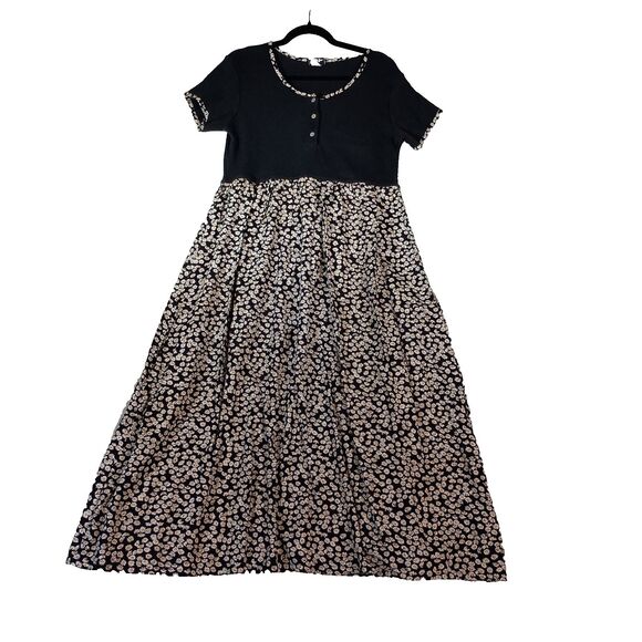 Chan Design Dresses & Skirts - Womens Floral Grunge Maxi Dress Womens Sz Large Daisy Button Whimsigoth Cottage